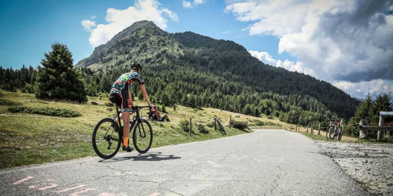 pedalare in bicicletta tra i filari delle vigne in valtellina